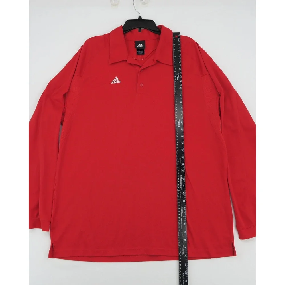 Adidas Mens Long Sleeve Polo Shirt Red Performance Golf XL‎